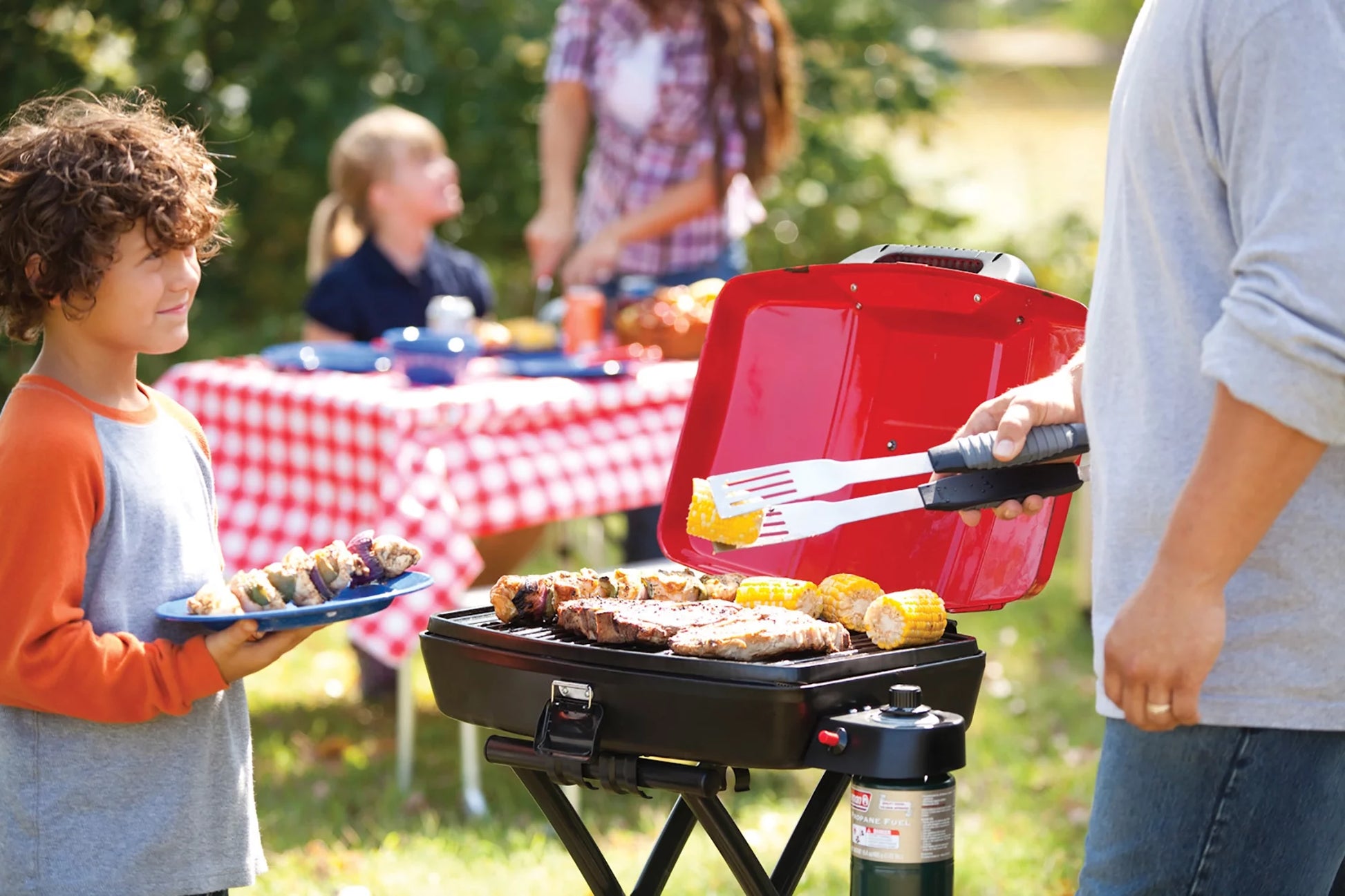 Portable Sportster 1-Burner Propane Grill with 11,000 Btus, Red