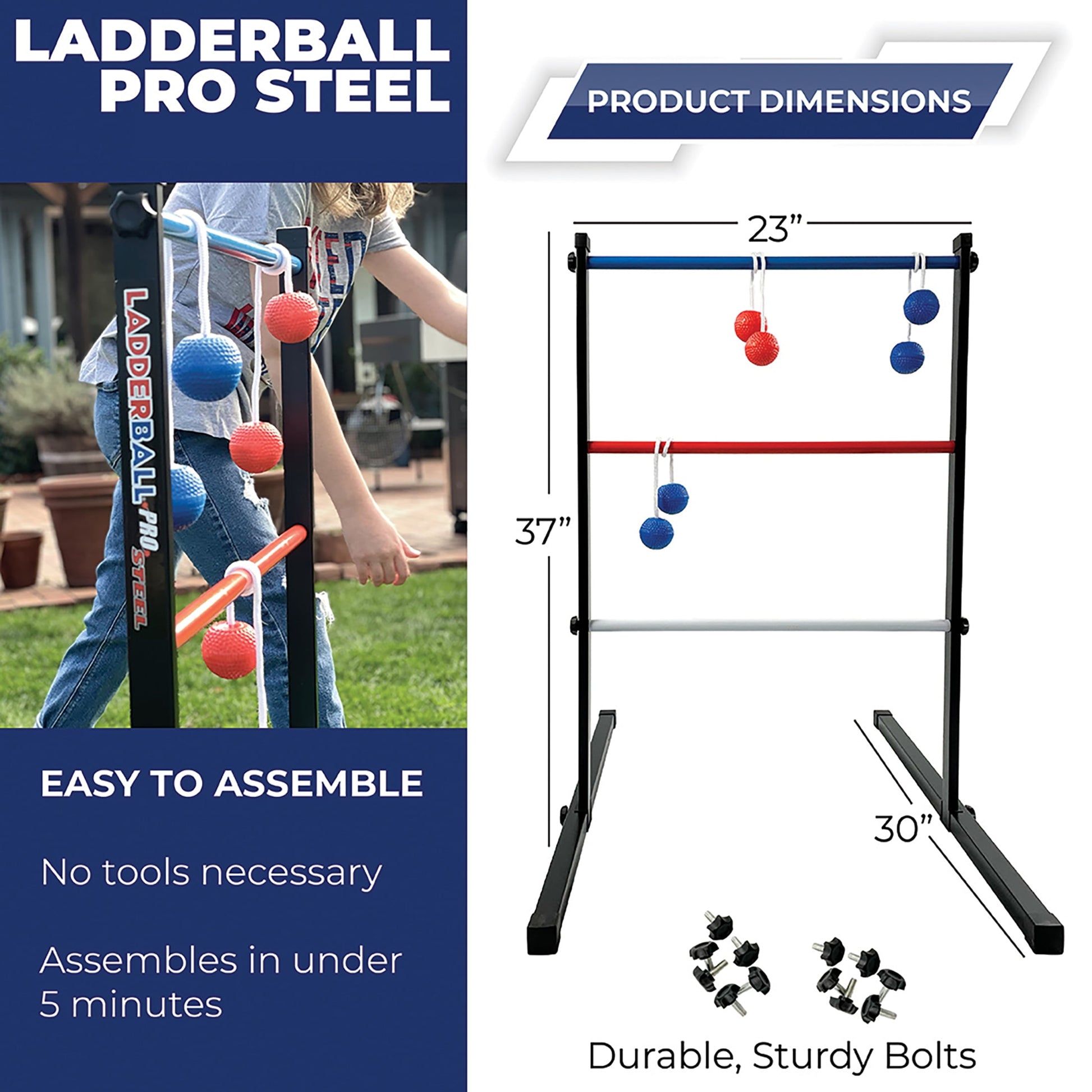 | Maranda Enterprises Ladderball Pro Steel, Black, Blue, Red, White