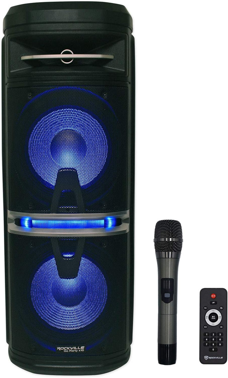 Go Party X10 Dual 10" Battery Powered Bluetooth Speaker+Uhf Microphone