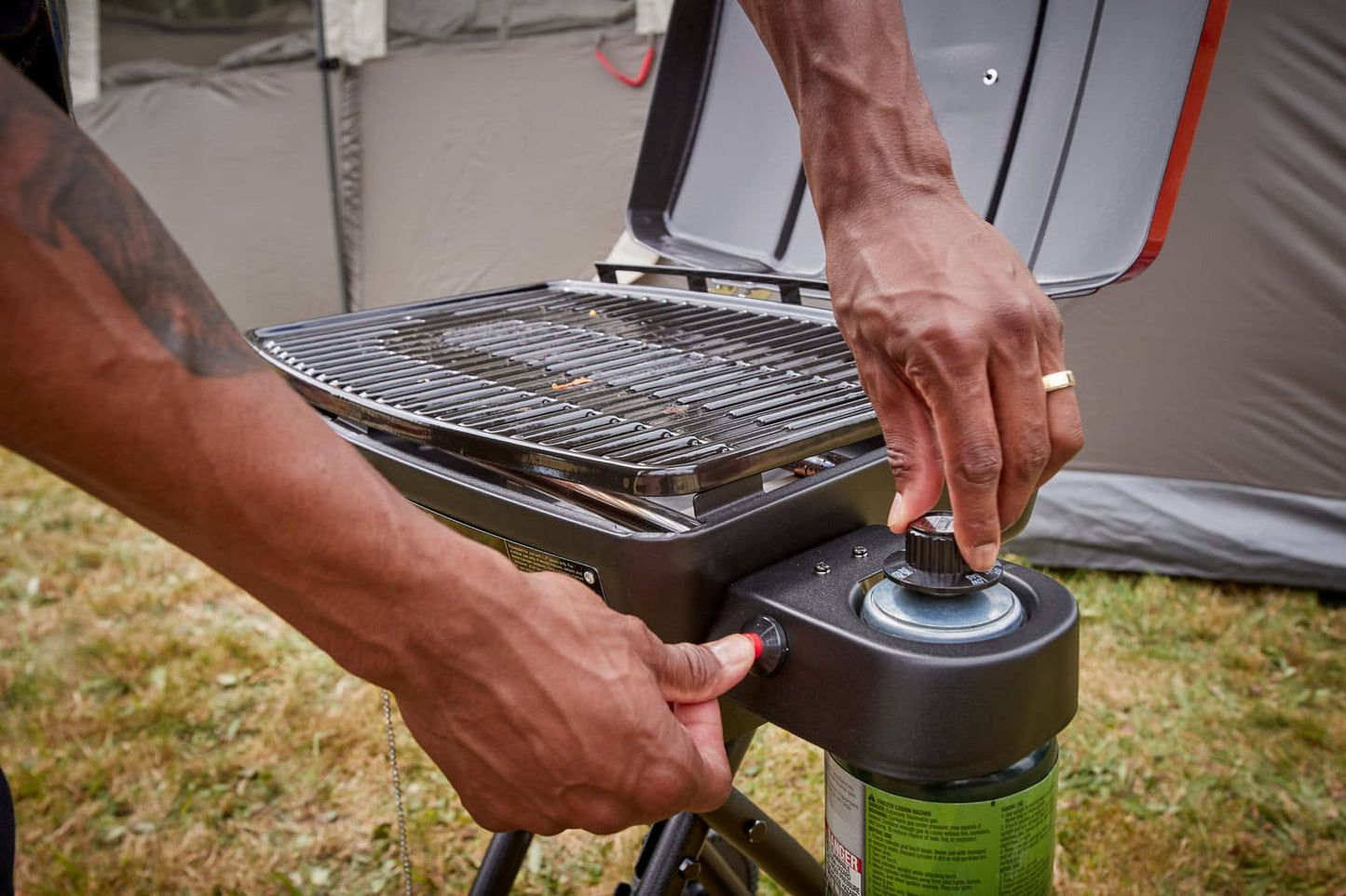 Portable Sportster 1-Burner Propane Grill with 11,000 Btus, Red