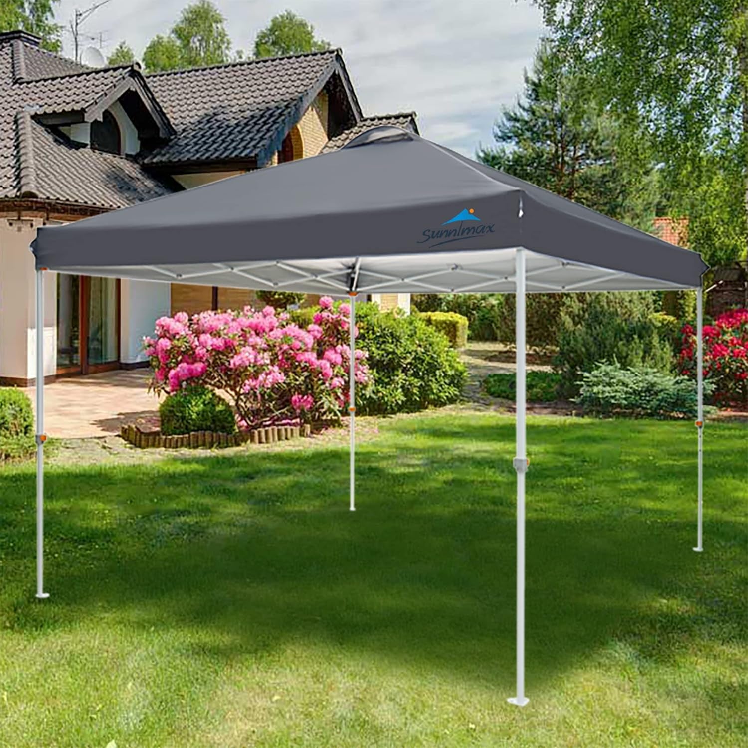 Canopy Tent,10X10 Pop up Canopy Tents for Parties,Portable Folding Tailgate Tent with Waterproof Roof, Roller Bag,Bonus 4 Sand Bags(10X10Ft,Dark Grey)