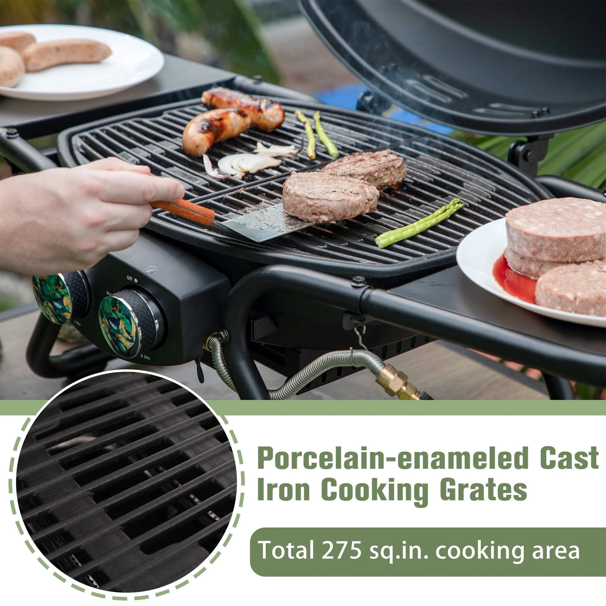 2 Burner 15,000 BTU Portable Propane Gas Grill